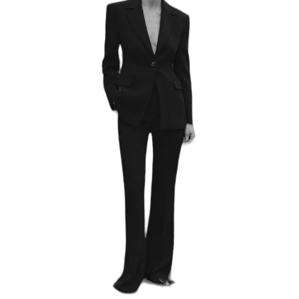 NWT! Mango MNG Back Slit Hems Flare Trousers In Black Size US 8 - Picture 5 of 12